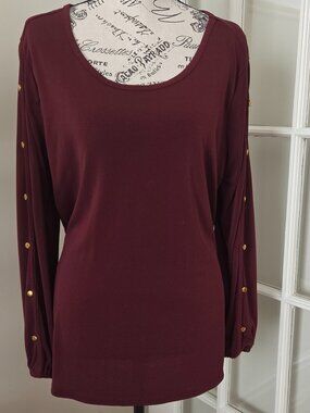 Always Indigo Burgundy/Wine Long Sleeve Top Size Large